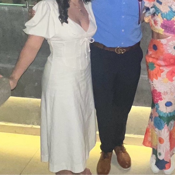 Anthropologie White High-Low Midi Dress with Sweetheart Neckline - Picture 3 of 3